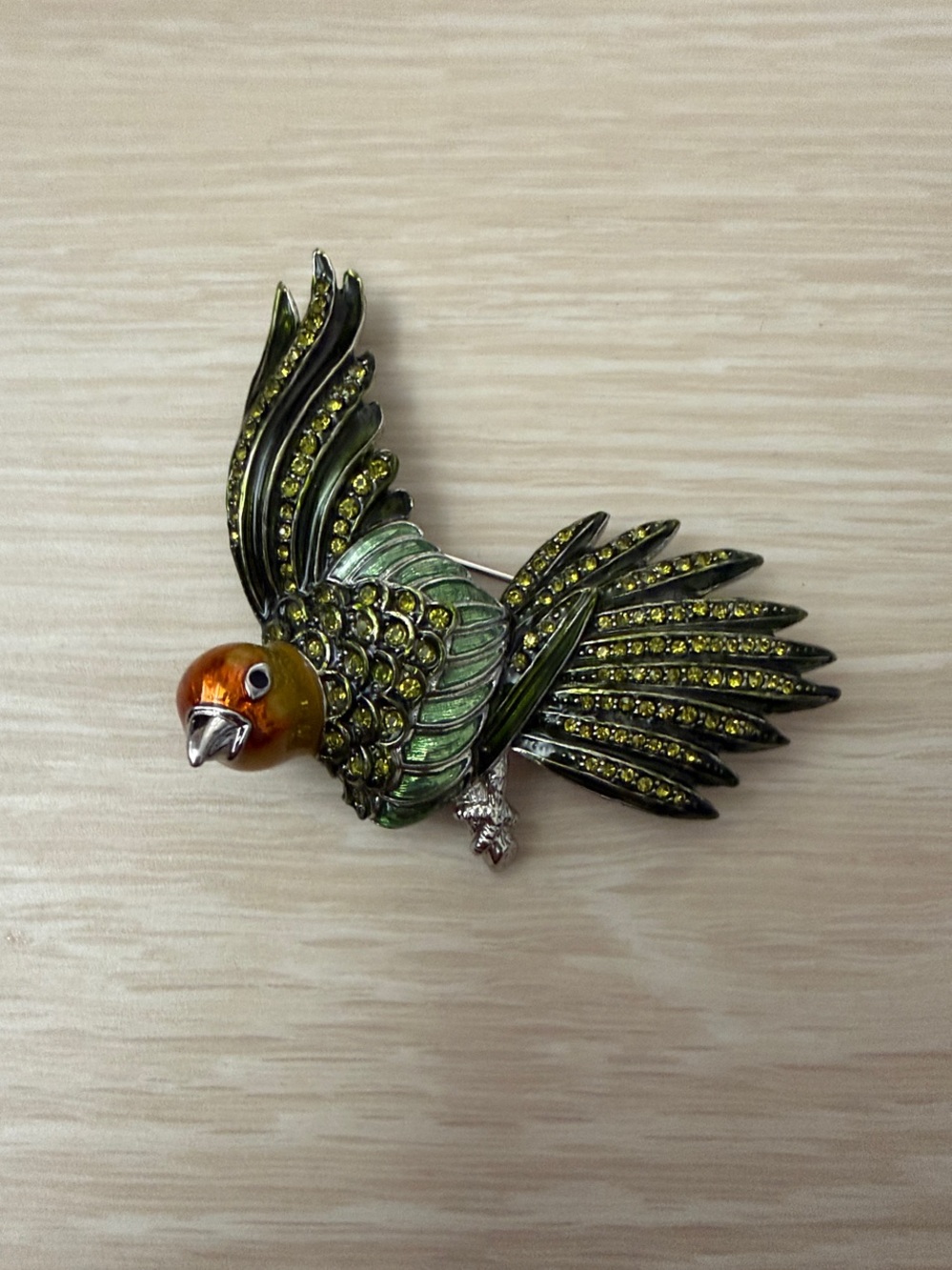 Brooks Brothers Green and Orange Parrot Brooch